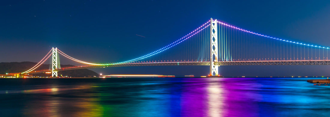 Noah Jigsaw Puzzle Akashi Kaikyo Bridge at the harbor of Kobe, Japan, Panorama 1000 Pieces