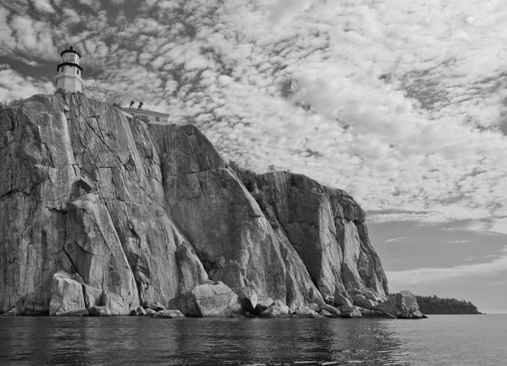 Split Rock Lighthouse, Minnesota in black white