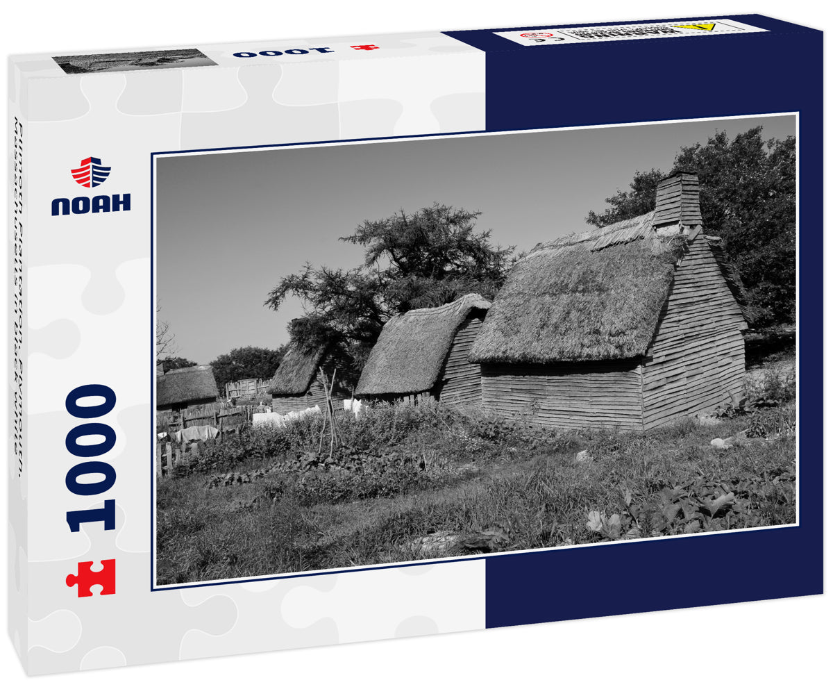 Plimoth Plantation, Plymouth, Massachusetts in black white