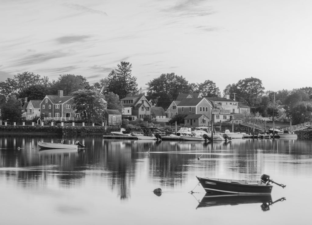 Portsmouth, New Hampshire, USA in black white