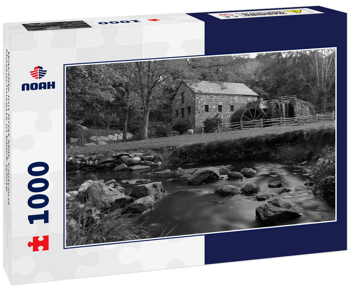 Wayside Inn Grist Mill, Concord Massachusetts in black white