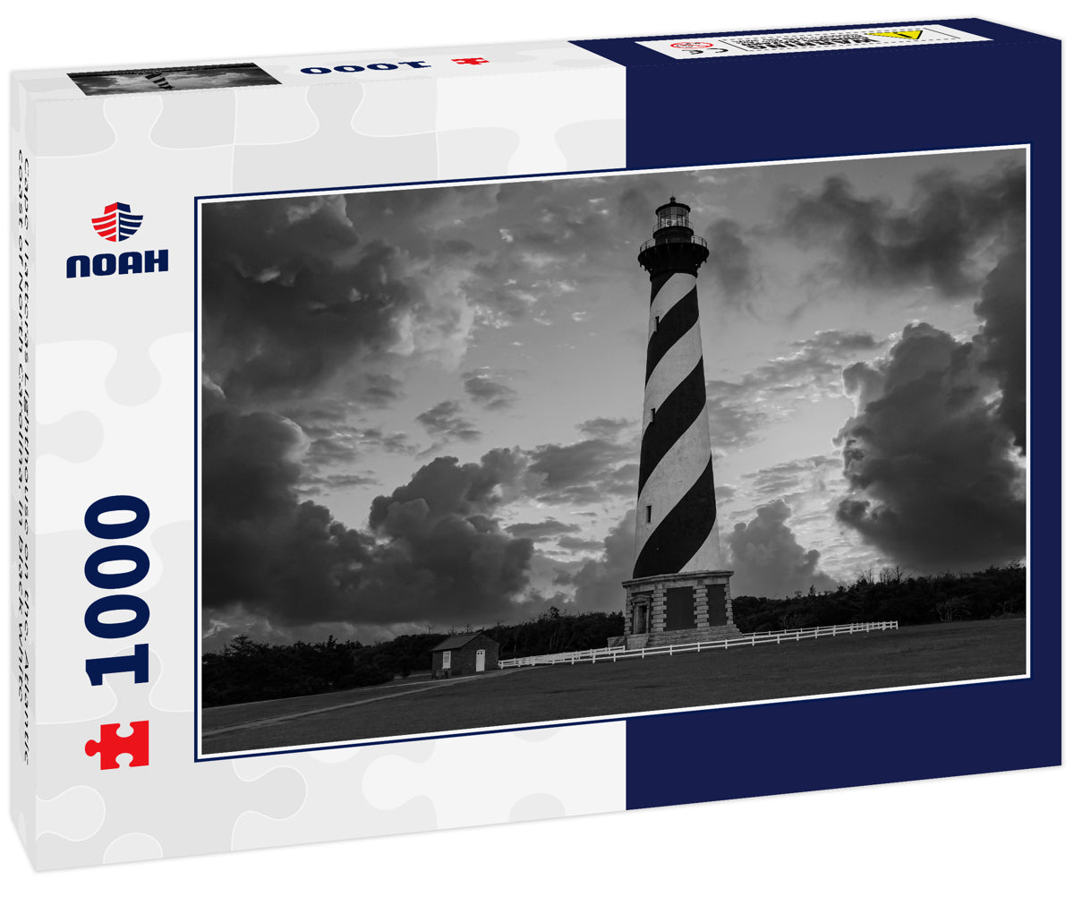 Cape Hatteras Lighthouse on the. Atlantic coast of North Carolina. in black white