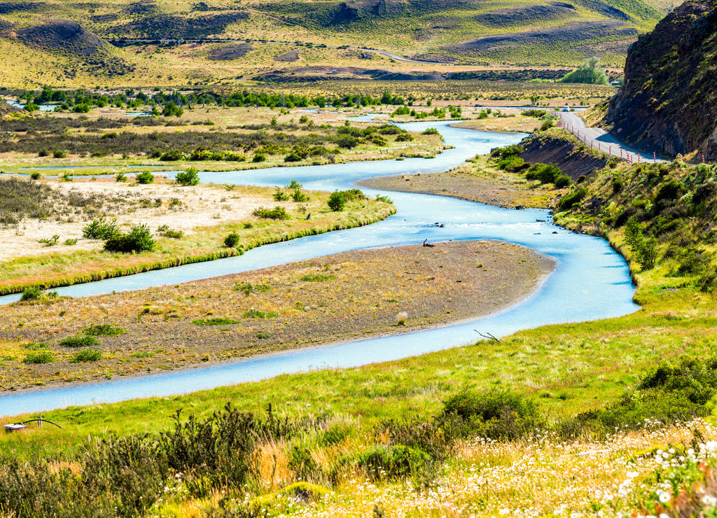 View of river landscape, Patagonia, Chile, South America.