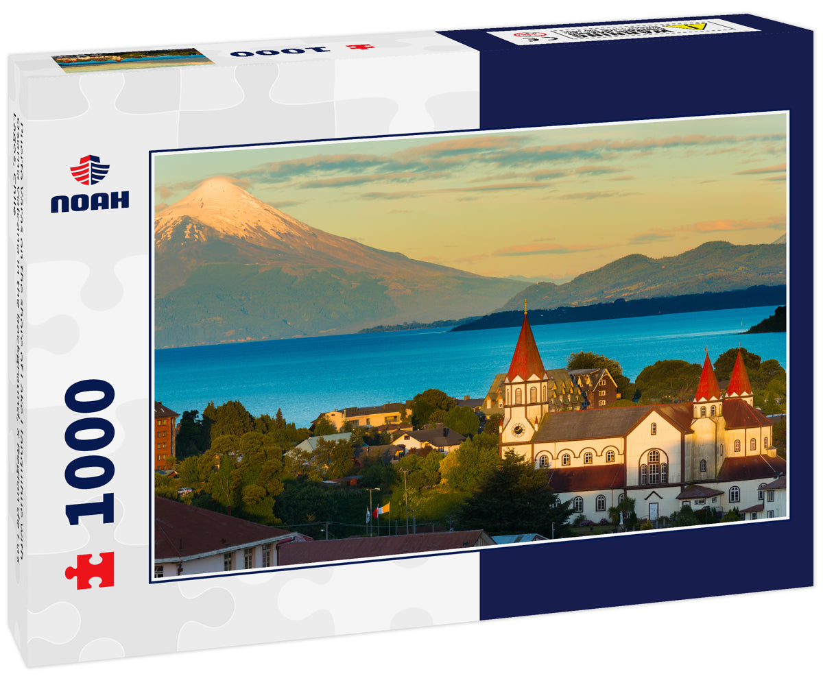 Puerto Varas on the shore of Lake Llanquihue with Osorno Volcano in the background, X Region de Los Lagos, Chile