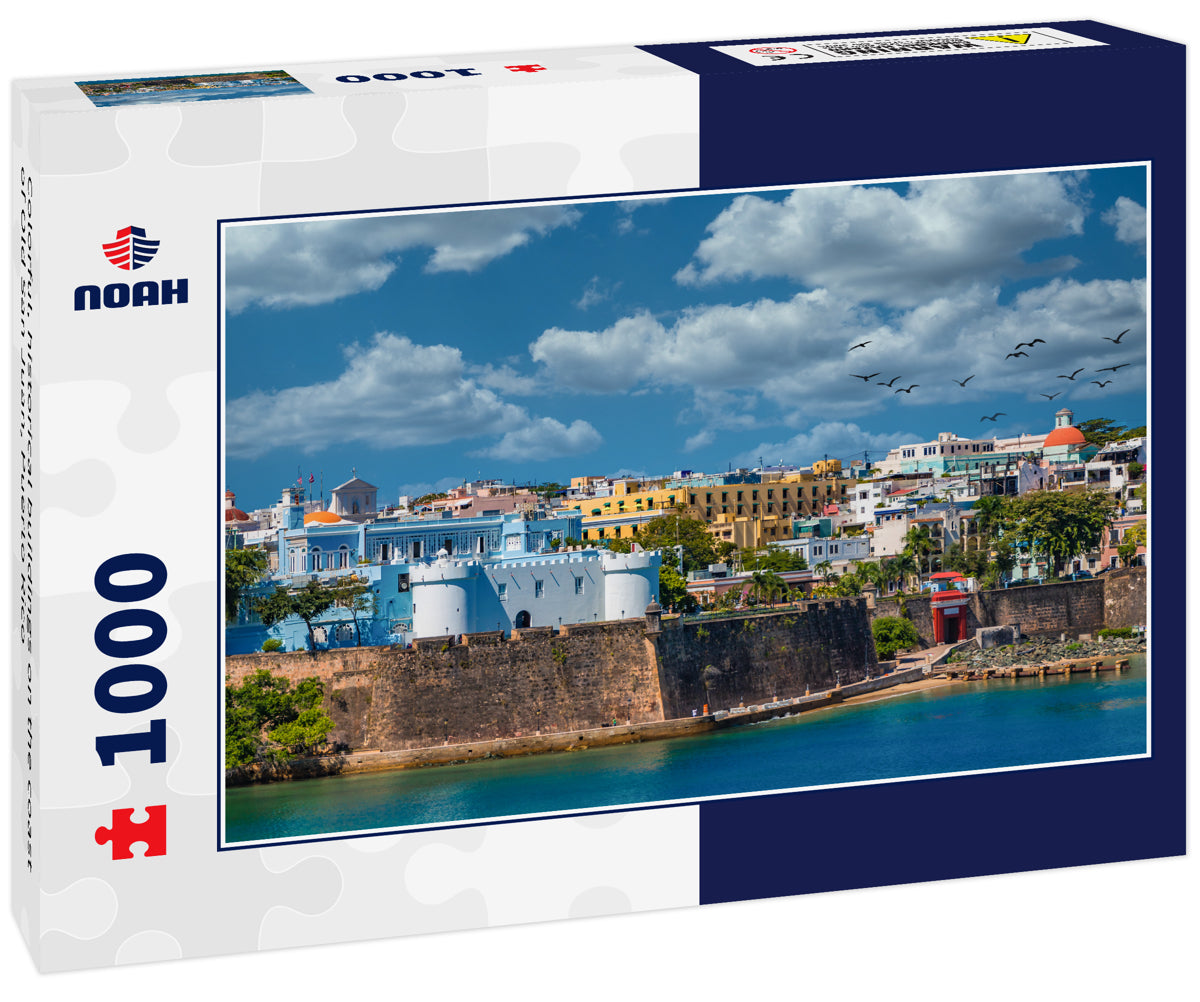 Colorful, historical buildings on the coast of Old San Juan, Puerto Rico