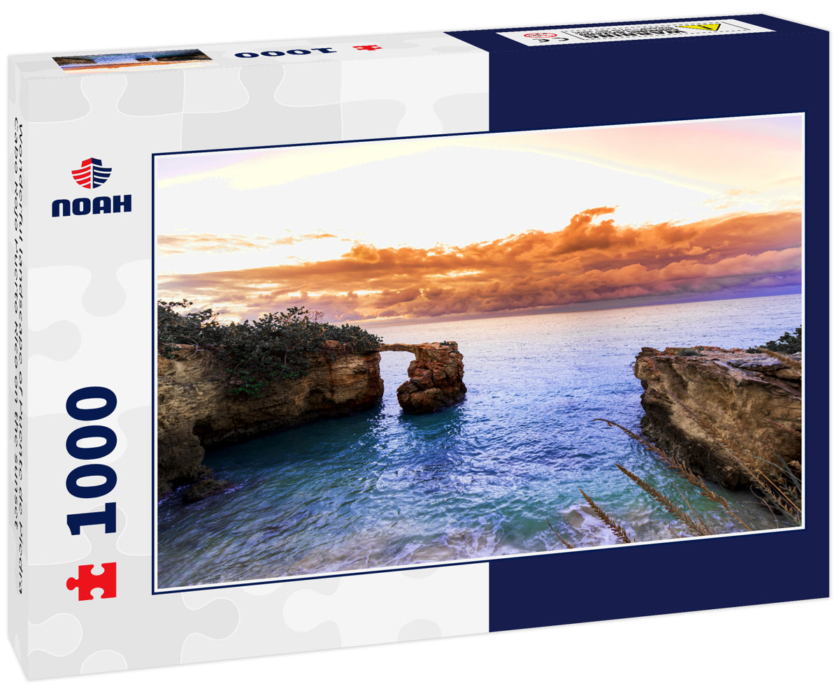 Wonderful landscape of Puente de Piedra Cabo Rojo Puerto Rico on the sunset