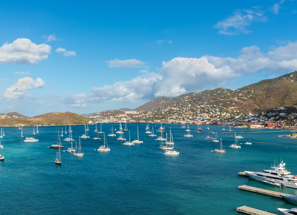 Harbor approaching St. Thomas, Charlotte Amalie, United States Virgin Islands (USVI) in the Caribbean