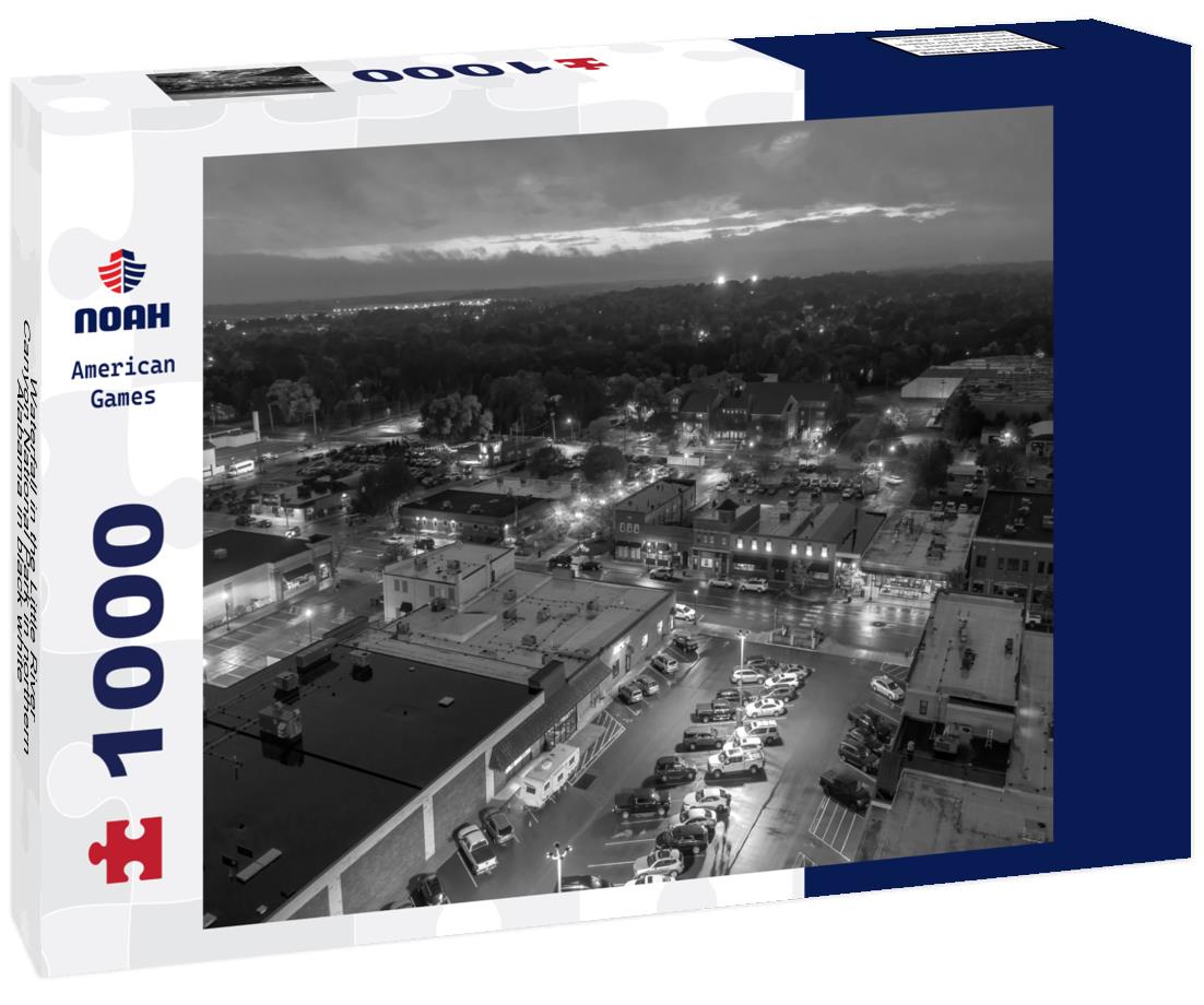 Noah Jigsaw Puzzle Waterfall in the Little River Canyon National Park in northern Alabama in black white 1000 pieces