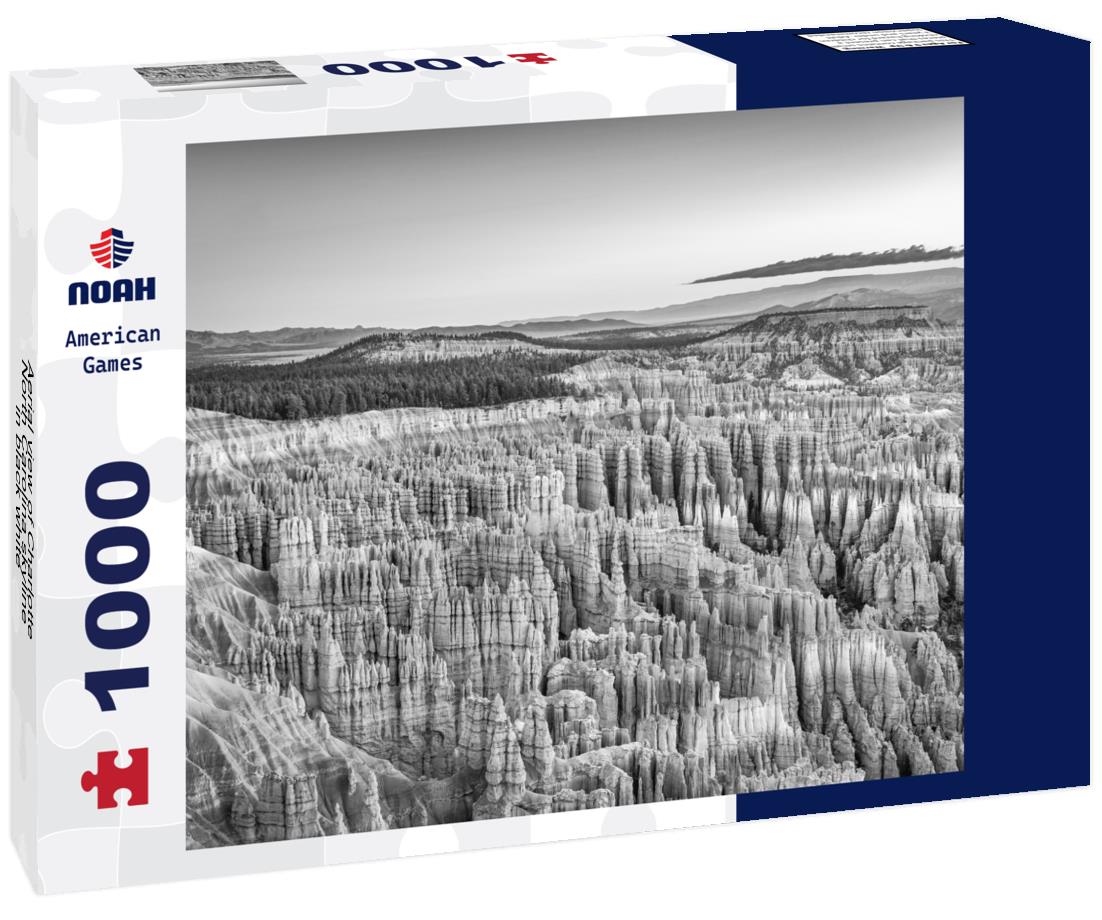 Noah Jigsaw Puzzle Aerial view of Charlotte North Carolina skyline in black white 1000 pieces