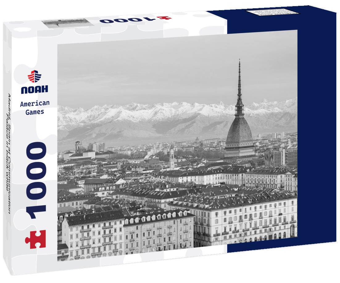Noah Jigsaw Puzzle Madrid, Spain at Communication Palace in black white 1000 pieces