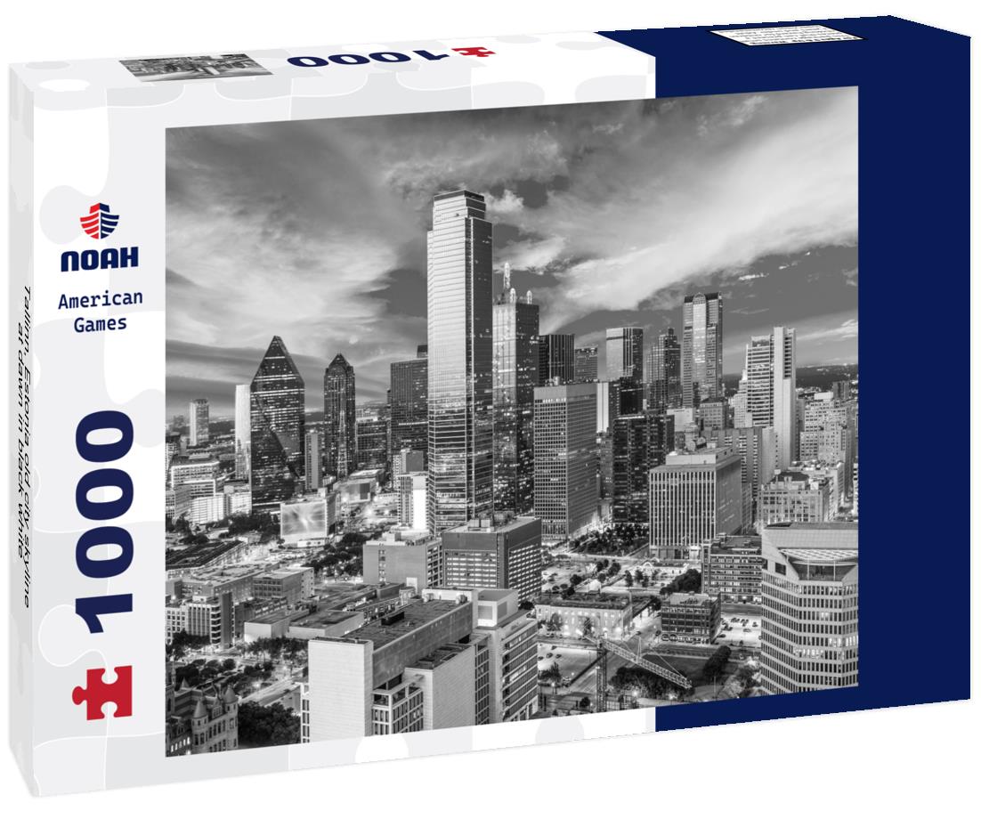 Noah Jigsaw Puzzle Tallinn, Estonia old city skyline at dawn in black white 1000 pieces