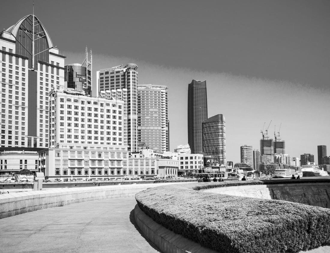 Noah Jigsaw Puzzle Dallas City skyline at dusk, Texas, USA in black white 1000 pieces