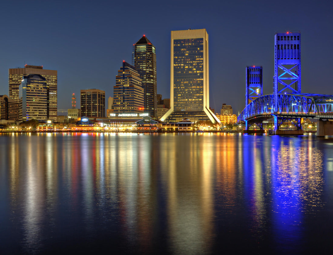 Noah Jigsaw Puzzle Beautiful sunset on St. John's River and Jacksonville, Florida skyline showing the John T. Alsop Jr. Bridge 1000 pieces