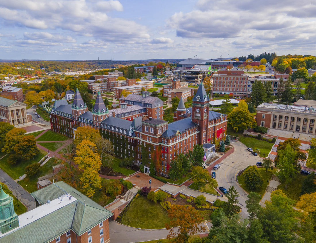 Noah Jigsaw Puzzle O'Kane Hall aerial view in College of the Holy Cross with fall foliage in city of Worcester, Massachusetts MA, USA 1000 pieces