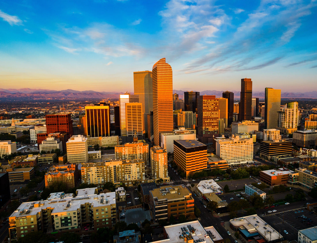 Noah Jigsaw Puzzle gorgeous golden hour sunrise in Downtown Denver , Colorado the Mile High City gorgeous Rocky Mountain capital city view 1000 pieces