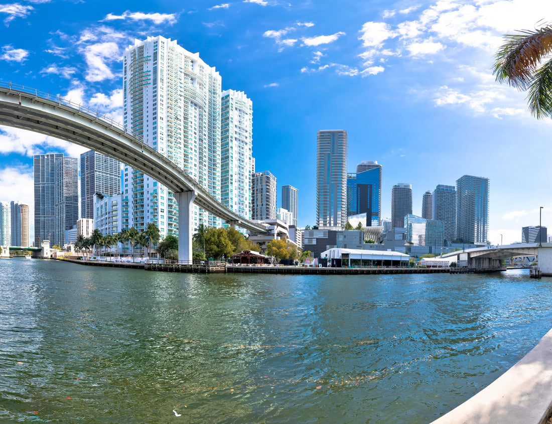 Noah Jigsaw Puzzle Miami downtown skyline and futuristic mover train above Miami river panoramic view, Florida state, United States of America 1000 pieces