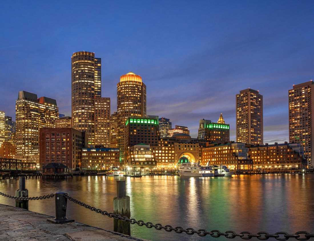 Noah Jigsaw Puzzle Boston skyline from Fan Pier at the fantastic twilight time with smooth water river in boston, Massachusetts, USA downtown skyline 1000 pieces
