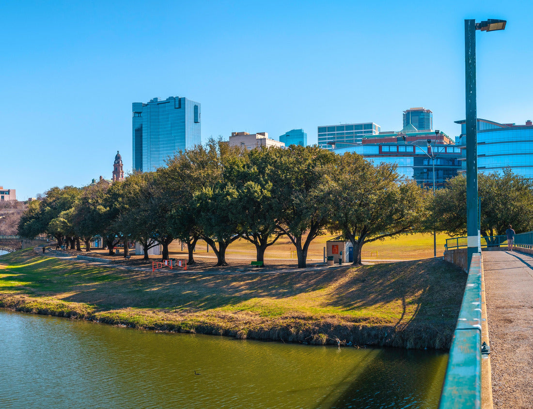 Noah Jigsaw Puzzle The panoramic skyline of Fort Worth, buildings and walking trails across the Trinity River Bridge, a city with open space in Texas 1000 pieces