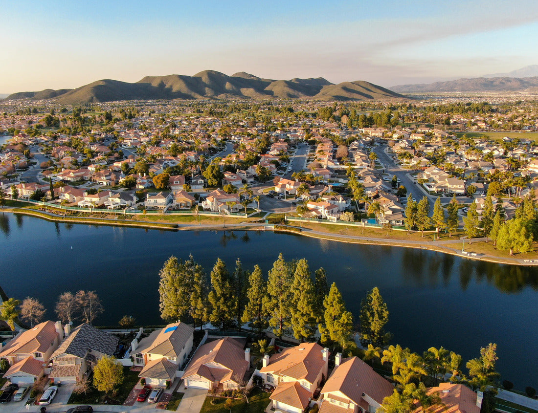 Noah Jigsaw Puzzle Aerial view of Menifee Lake and neighborhood, residential subdivision vila during sunset. Riverside County, California, United States 1000 pieces