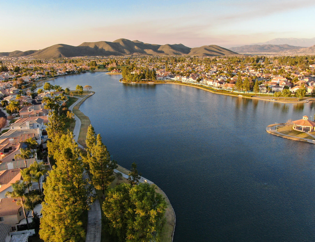 Noah Jigsaw Puzzle Aerial view of Menifee Lake and neighborhood, residential subdivision vila during sunset. Riverside County, California, United States 1000 pieces