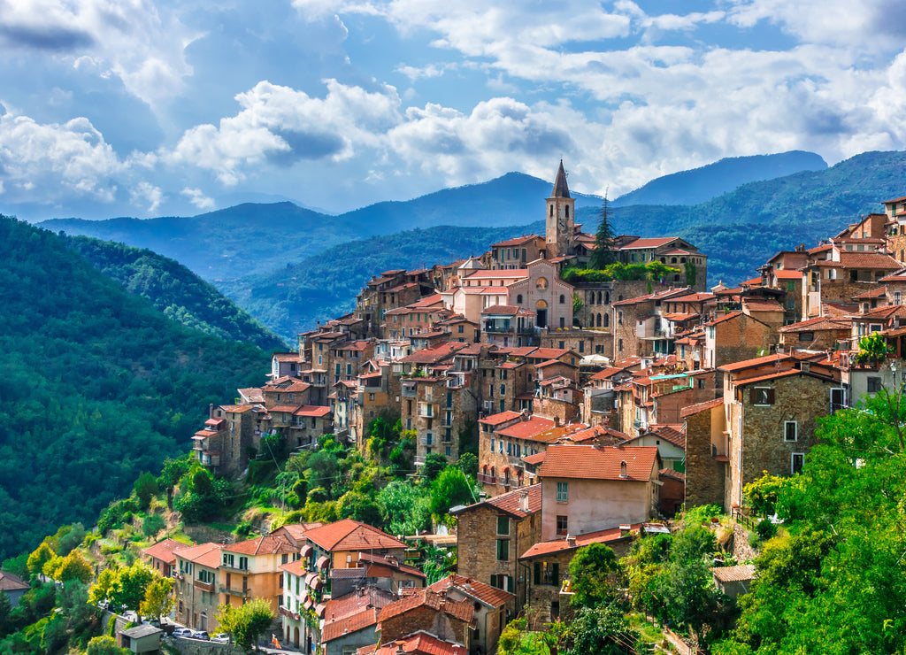 View of Apricale in the province of Imperia, Liguria, Italy