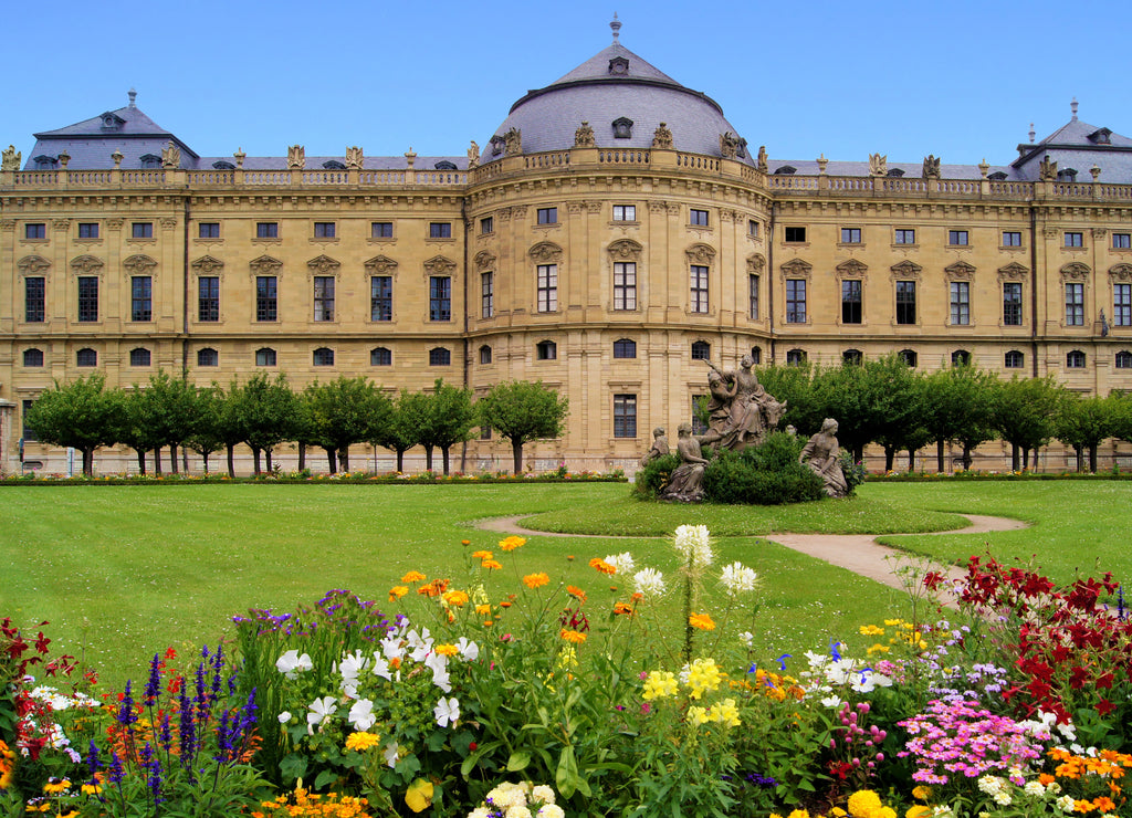 Würzburg Residence and colorful gardens, Germany.