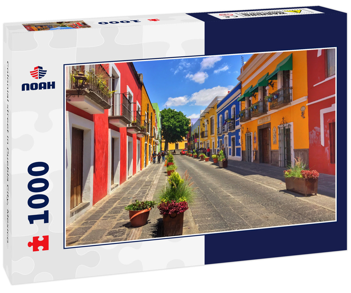 Colonial street in Puebla City, Mexico
