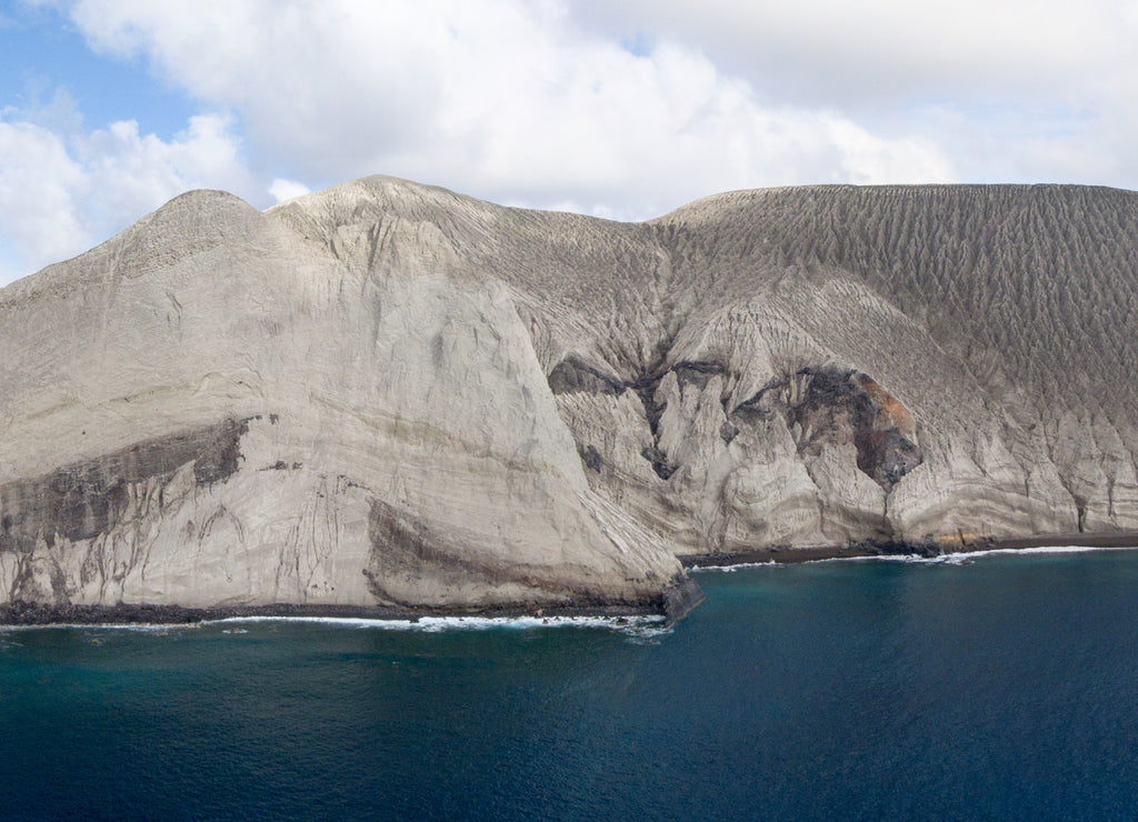Aerial view of San Benedicto Island and its volcano, Revillagigedo Archipelago, Mexican Pacific Ocean