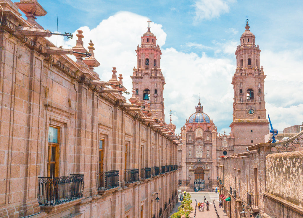 Beautiful colonial cathedral of Morelia in Michoacan, Mexico