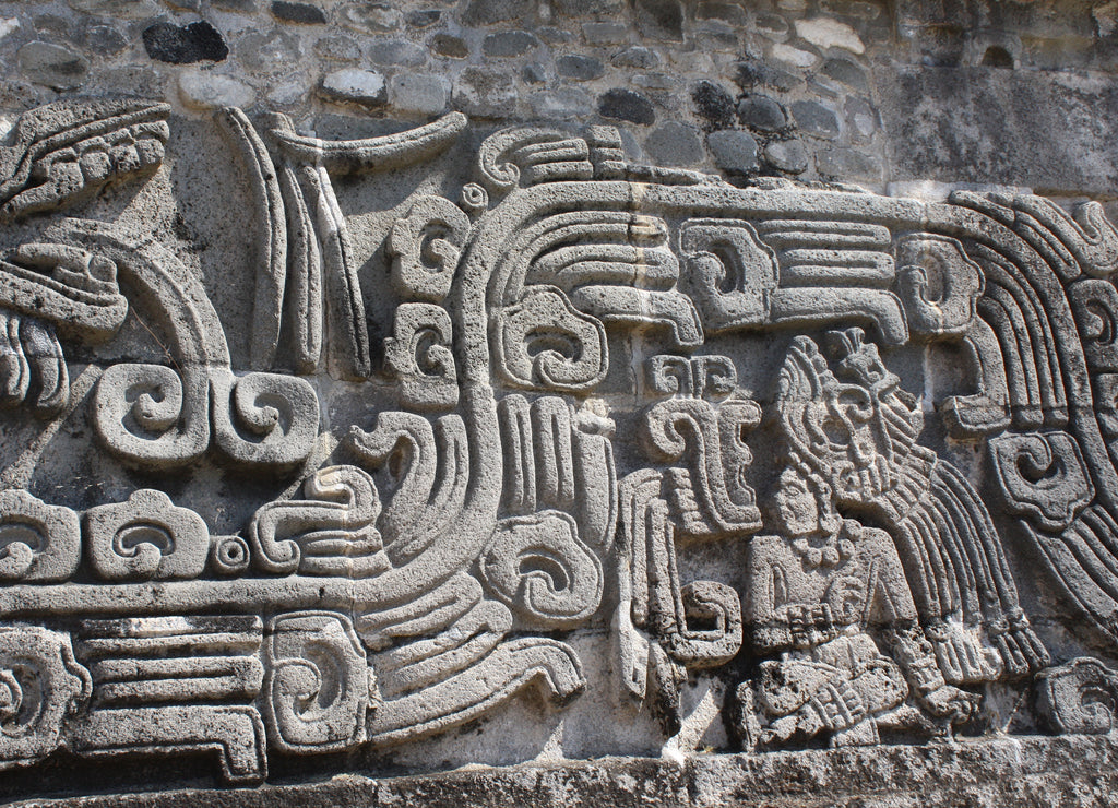 bas-relief carving depicting an Indian chief, Xochicalco, Mexico