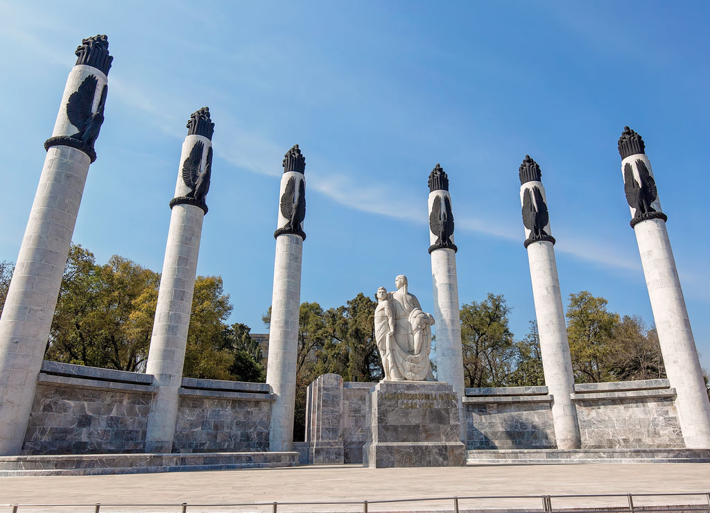 The Monument to the Young Soldiers (also known as the Monument to the Children of the Heroes) in Chapultepec Park (Bosque de Chapultepec) in downtown Mexico City