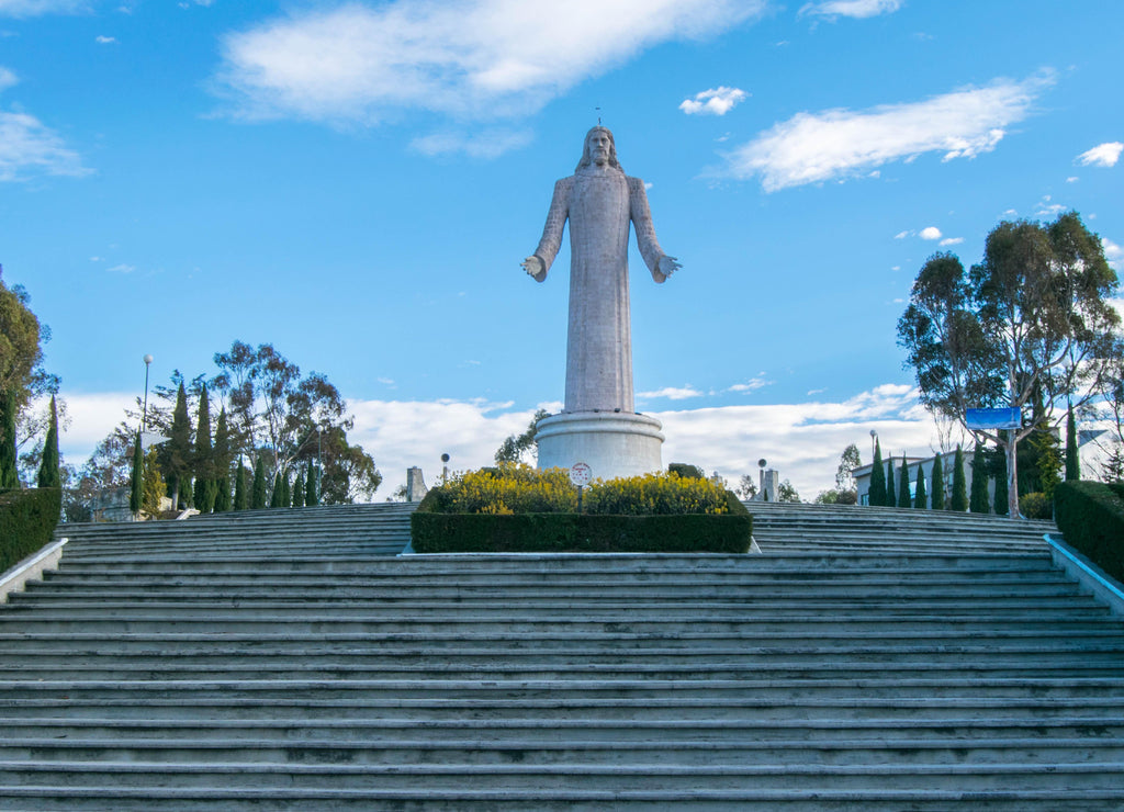 Cristo Rey statue in Pachuca de Soto - Mexico. Beautiful statue of Christ on the top of the mountain