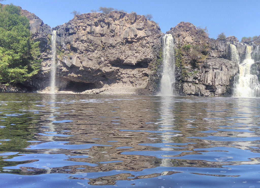 View of waterfalls against clear sky, Mexico