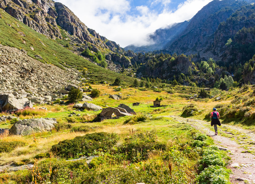 Bottom view of the Incles valley where the hike to the lakes of Jucla starts, Soldeu, Andorra