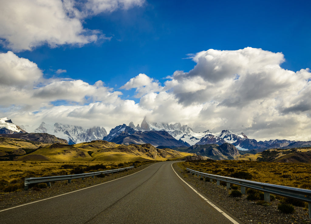 The road towards the famous summit Fitz Roy in clouds in El Chalten in Argentina