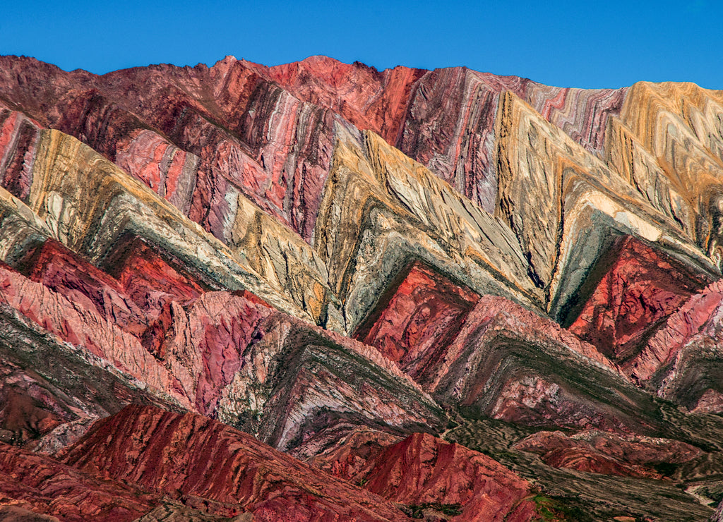 Overlook view to the colorful Serranía de Hornocal near Humahuaca in north of Argentina