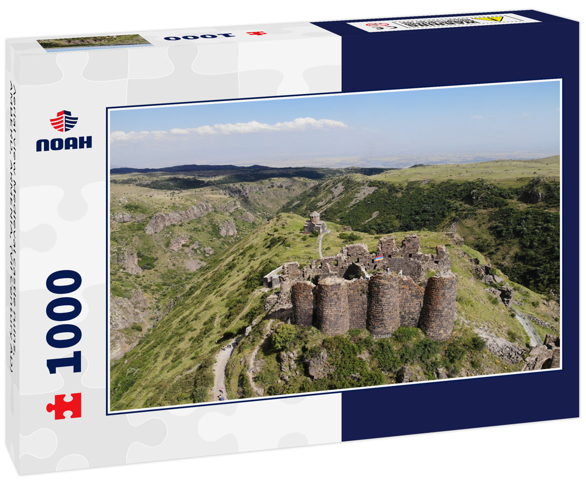 Aerial view Medieval castle ruins, AMBERD, ARMENIA, (VII Century AD)