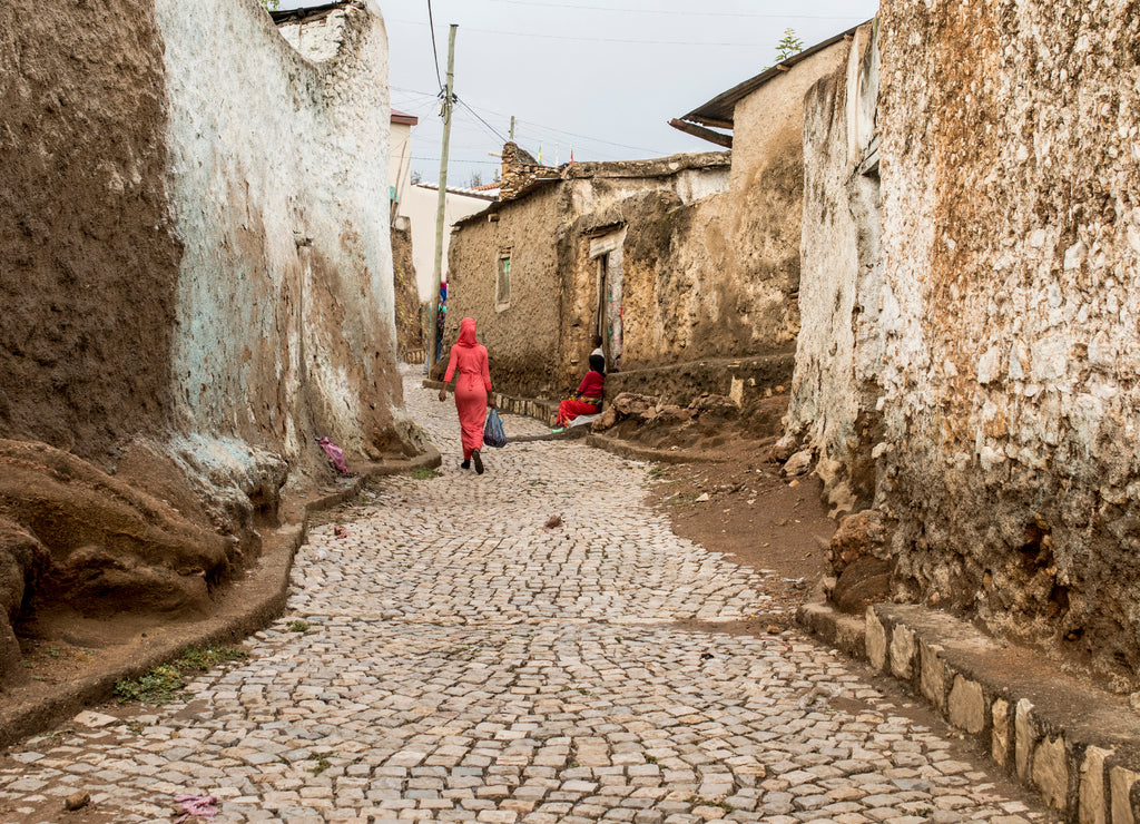 Colorful walls and cobblestones of Harar, Ethiopia