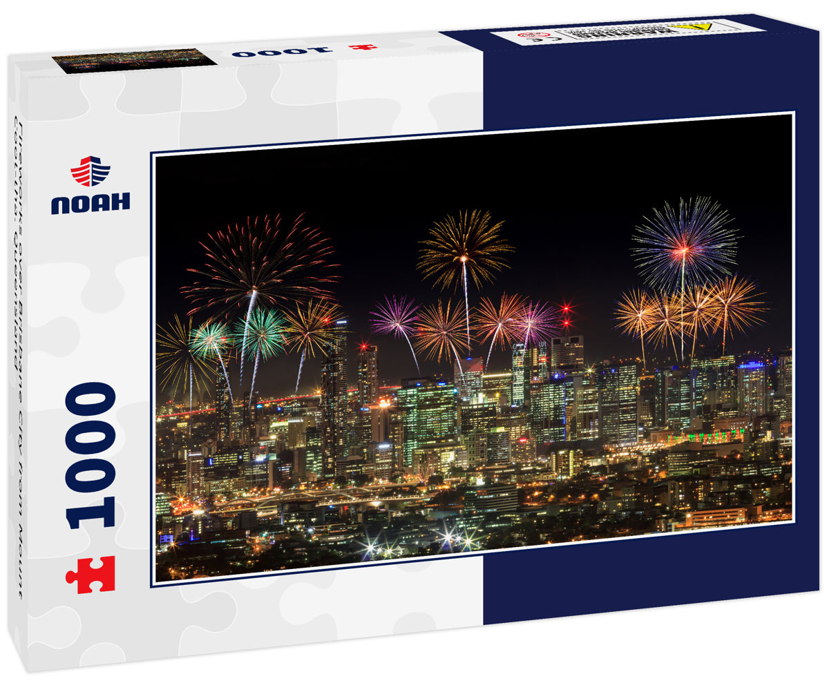 Fireworks over Brisbane City from Mount Coot-tha. Queensland