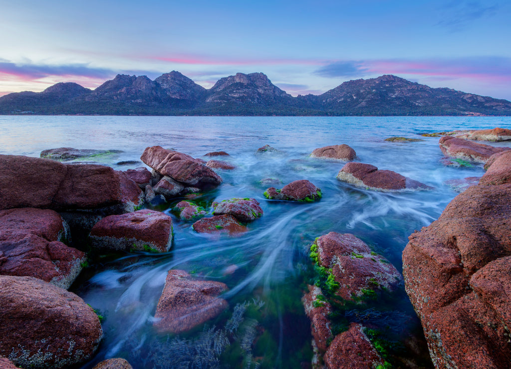Sunrise over The Hazards, Freycinet National Park, Coles Bay, Tasmania, Australia