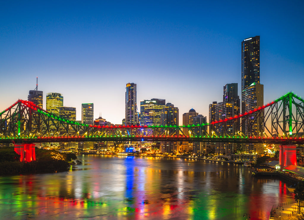 Brisbane with Story Bridge in Australia at night