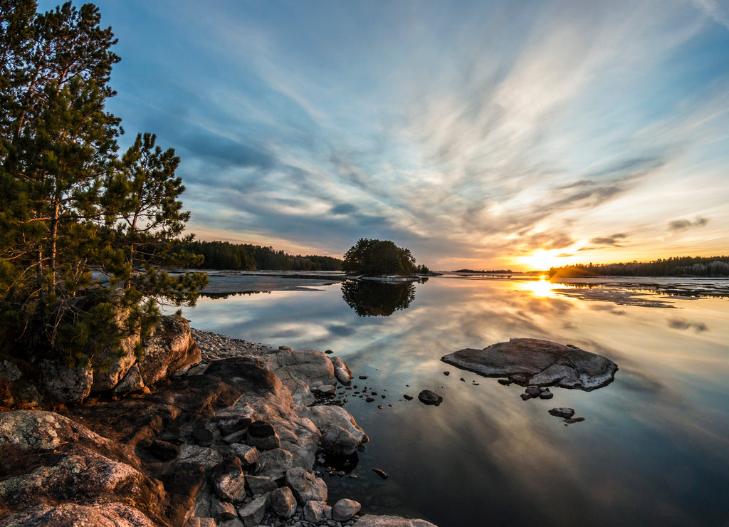 Sunset in Voyageurs National Park in Minnesota