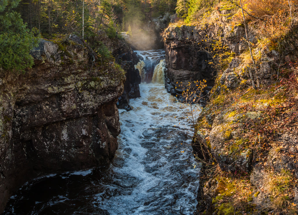 Sunrise on Upper Falls of The Temperance River,Temperance River State Park,Minnesota,USA