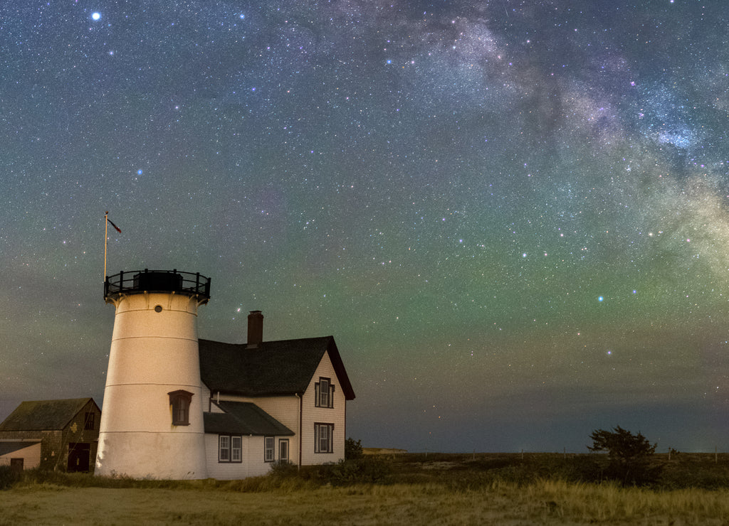 The Milky Way over Stage Harbor Lighthouse in Chatham, Massachusetts