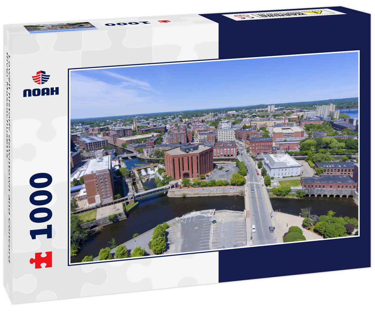 Lowell historic downtown and Concord River Massachusetts