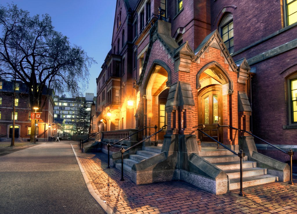 Outside in Harvard Yard at Sunset in Cambridge Massachusetts