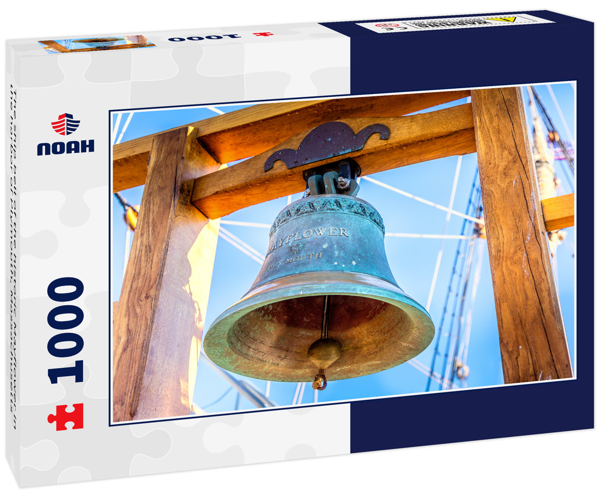 The ship bell of the historic Mayflower in the harbor of Plymouth, Massachusetts