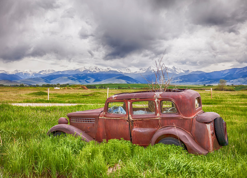 Rusting Jalopy On Montana Farm