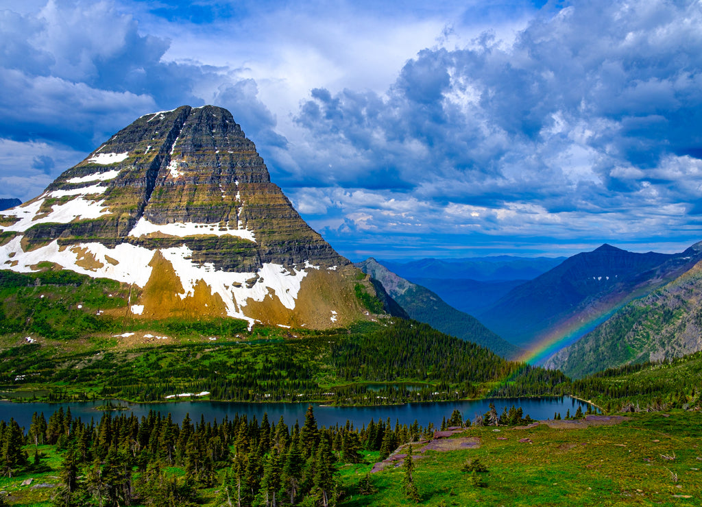 Rainbow after the storm at Bear Hat Mountain, Glacier National Park Montana