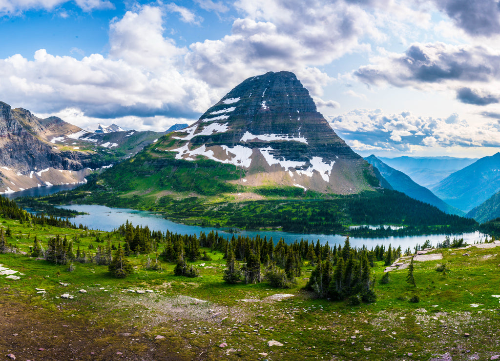The Hidden Lake and mountains in Glacier National Park Montana